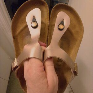 Birkenstock Thong Sandals   Metallic Light Pink